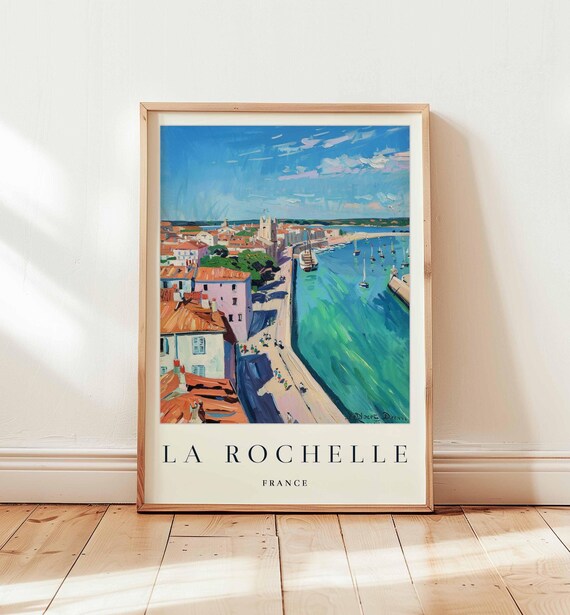 La Rochelle France Riverside Promenade Blue Water Travel Poster
