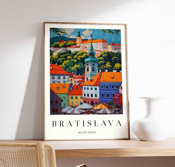 Bratislava Market Square Onion Dome Tower Castle View Poster