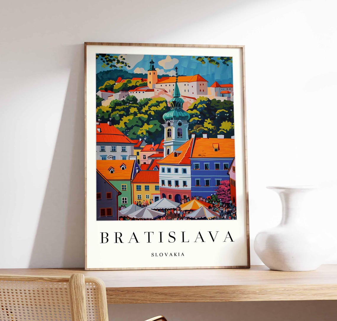 Bratislava Market Square Onion Dome Tower Castle View Poster