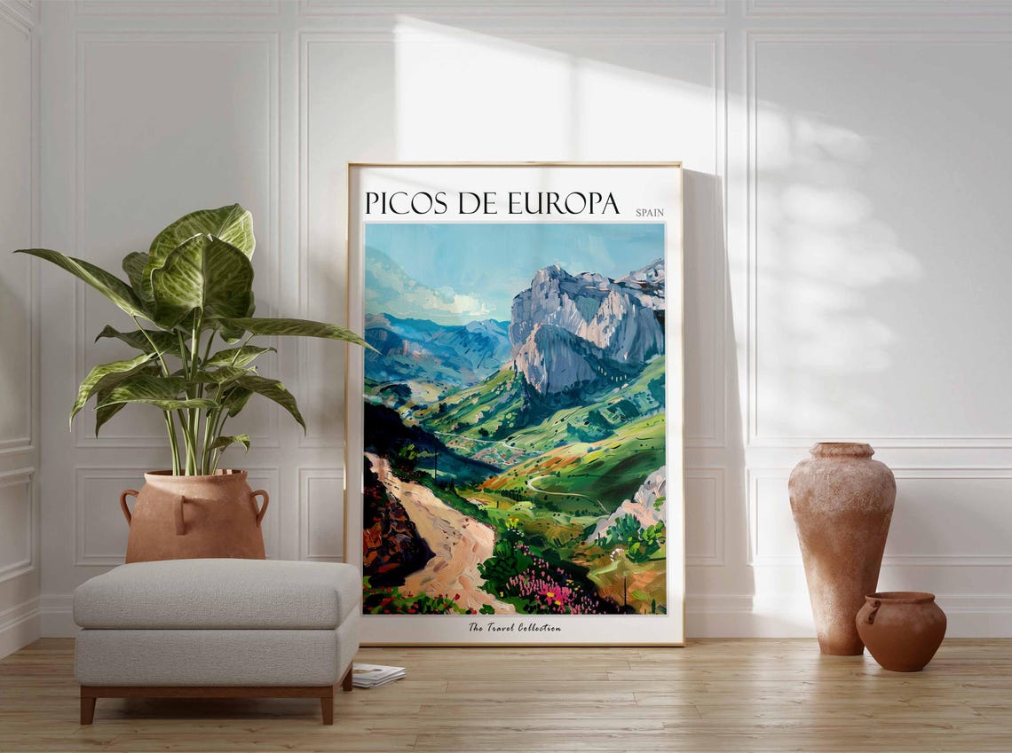Picos De Europa Poster Spain Travel Print Spanish Decor Europe Travel Poster European Wall Art Picos De Europa Travel Poster - Image 3