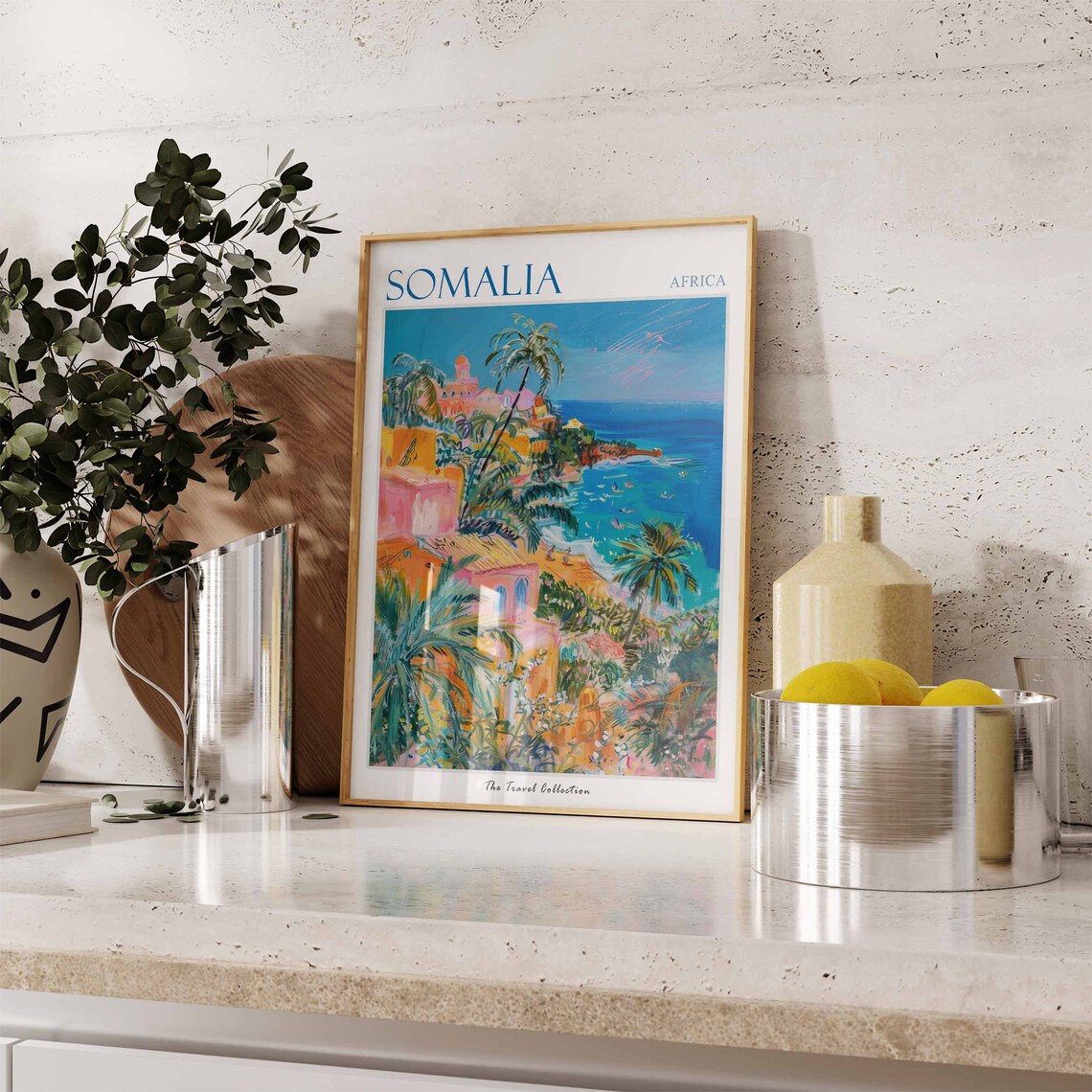 Somalia Africa Tropical Coastal City Palm Tree Travel Poster - Image 2