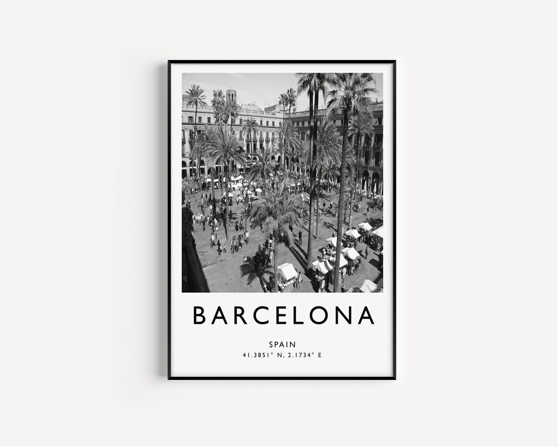 Barcelona Travel Poster, Black and White Travel Art - Image 2
