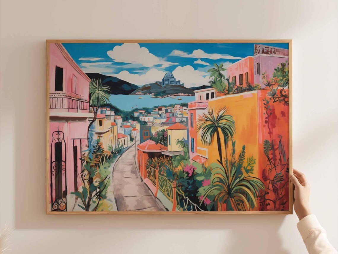 Caracas Street Colonial Buildings Bay Pastel Landscape Art Poster