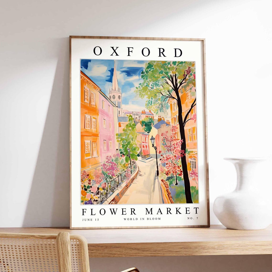 Oxford Flower Market Poster Oxfordprint English Floral Wall Art Oxfordfloral Decor Botanical Uk Print Travel