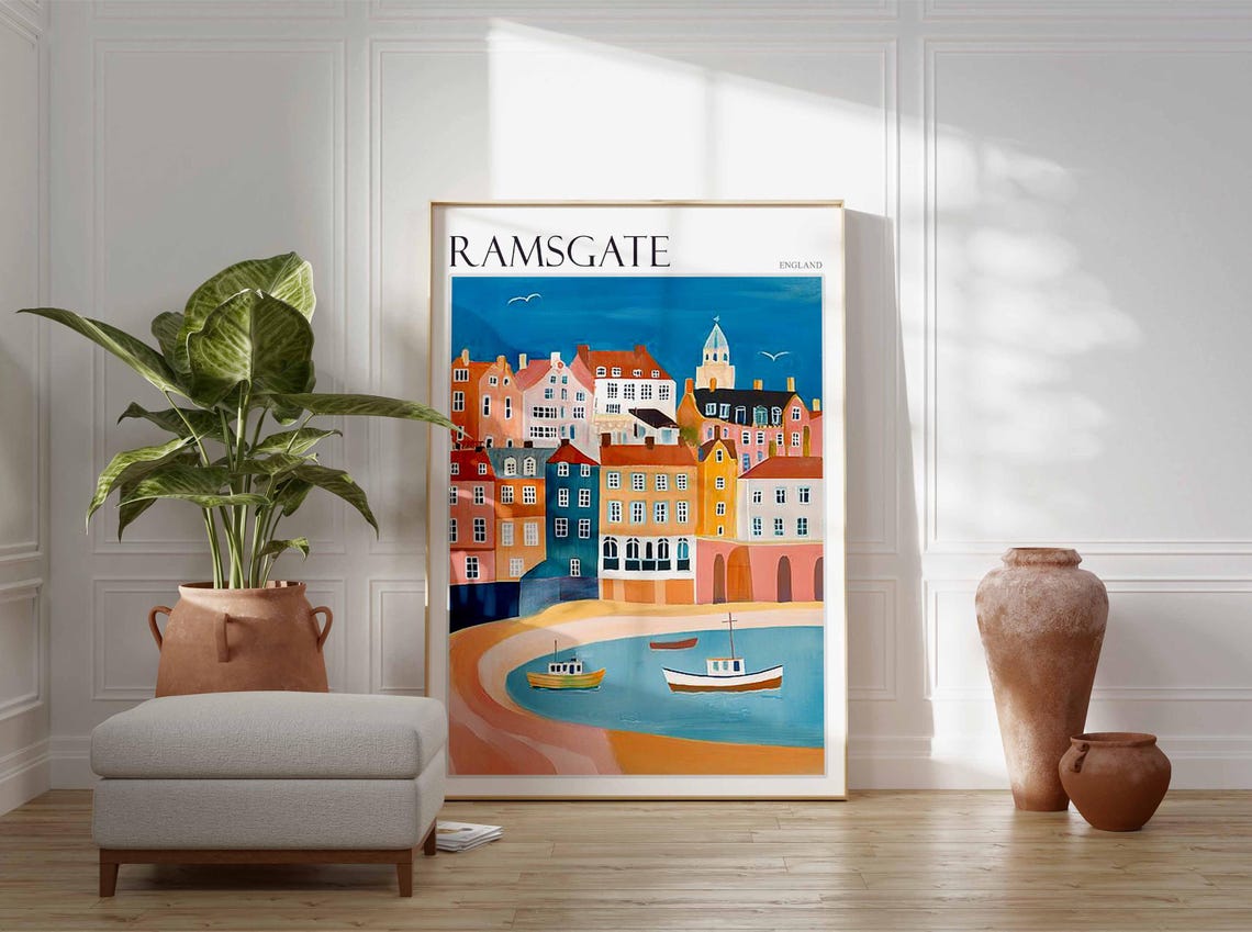 Ramsgate England Charming Harbor Town Pastel Buildings Poster - Image 4