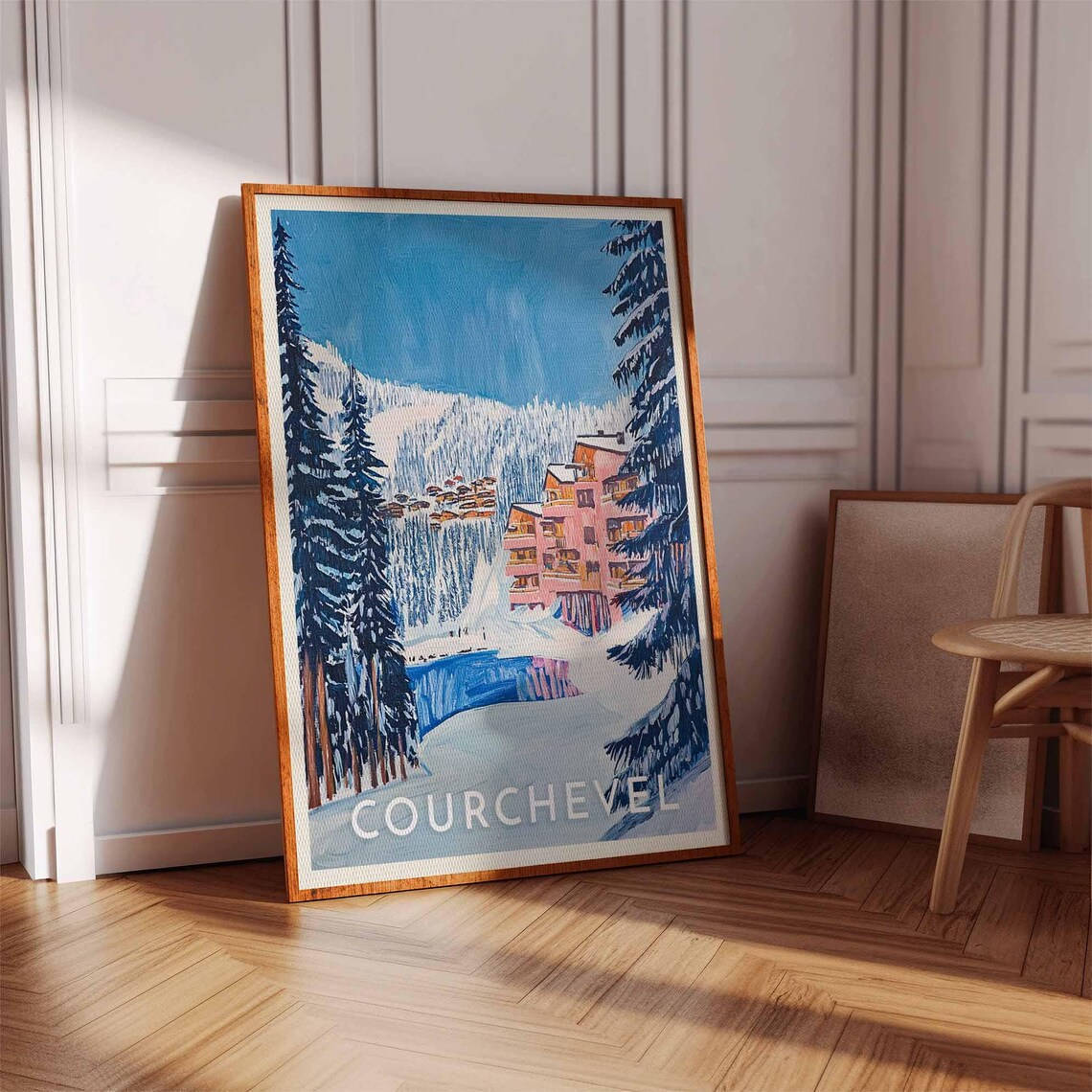 Skiing Travel Poster Courchevel Ski Print France Travel Print Skiing Art Skiing Print Winter Sport Art Ski Gift - Image 2