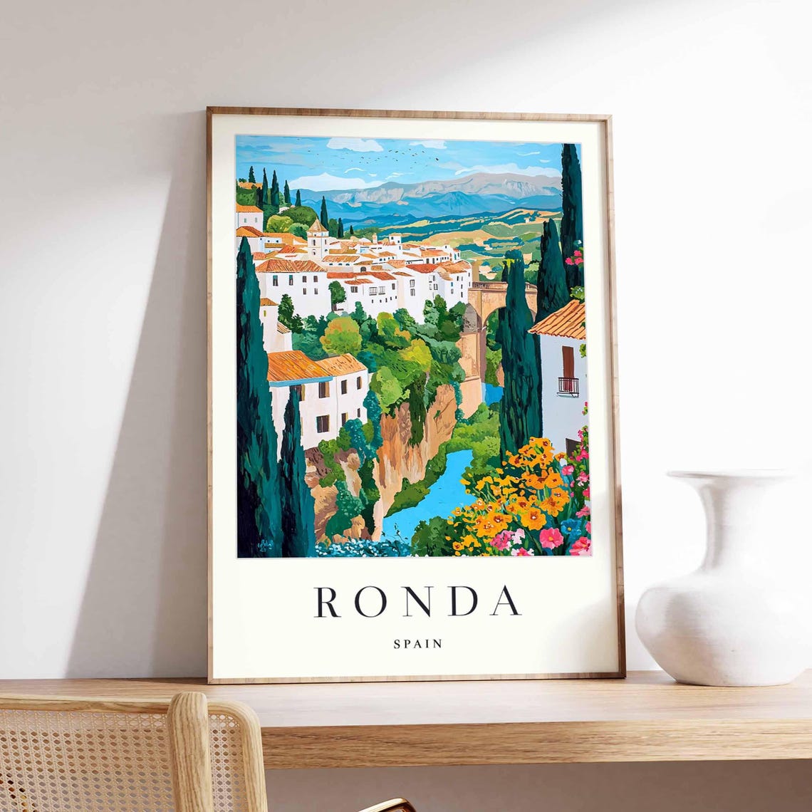Ronda Spain Poster With Puente Nuevo Bridge Over The Deep Gorge