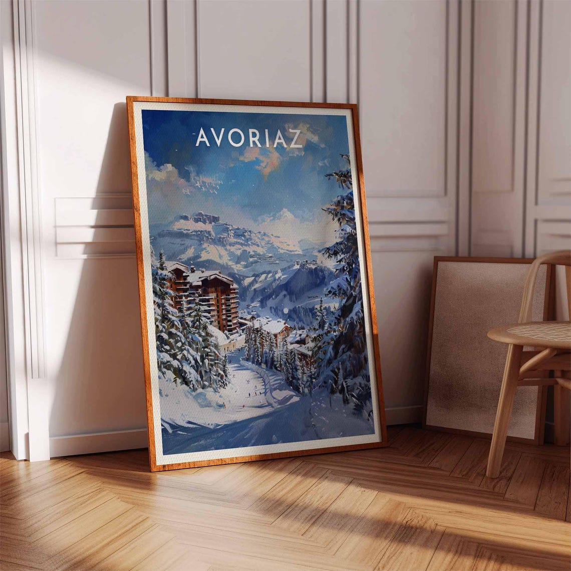 Avoriaz French Alps Dusky Pines Lodge Mountain Peak View Ski Poster - Image 2
