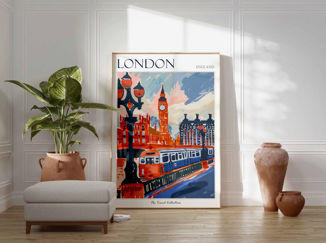 London Poster London Travel Print Tropical Decor City Wall Art British Decor England Travel Print London Gift London Travel Poster - Image 3