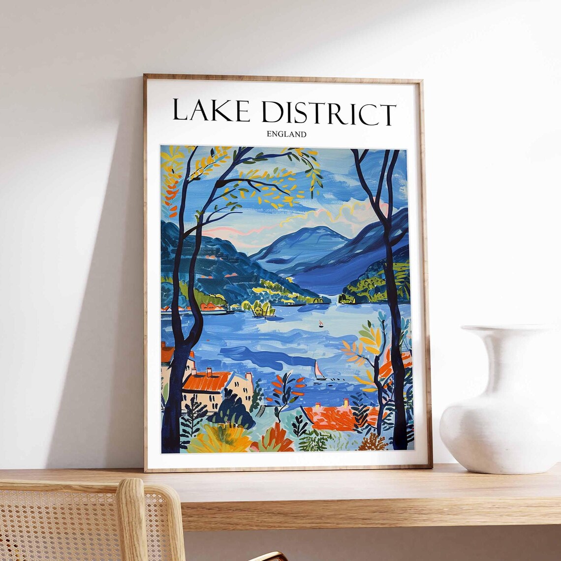 Lake District Travel Poster, UK Wall Art Print