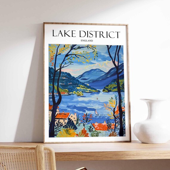 Lake District Travel Poster, UK Wall Art Print