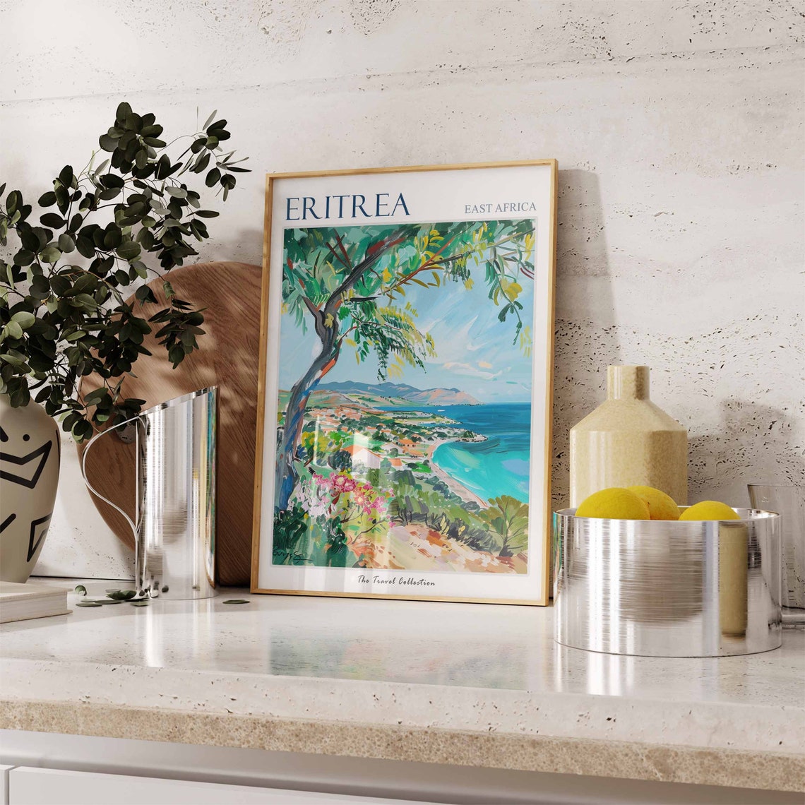 Eritrea East Africa Coastal Bay Painted Hillside Seascape Poster - Image 2