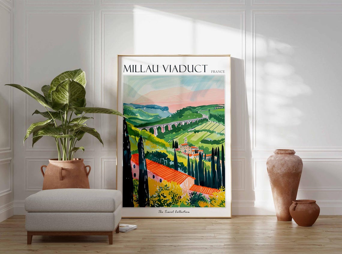 Viaduc De Millau Poster France Travel Print French Decor Europe Travel Poster European Wall Art Viaduc De Millau Travel Poster - Image 3