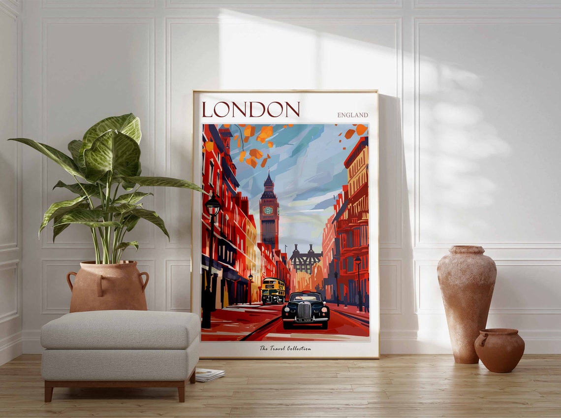 London Poster London Travel Print Tropical Decor City Wall Art British Decor England Travel Print London Gift London Travel Poster - Image 2