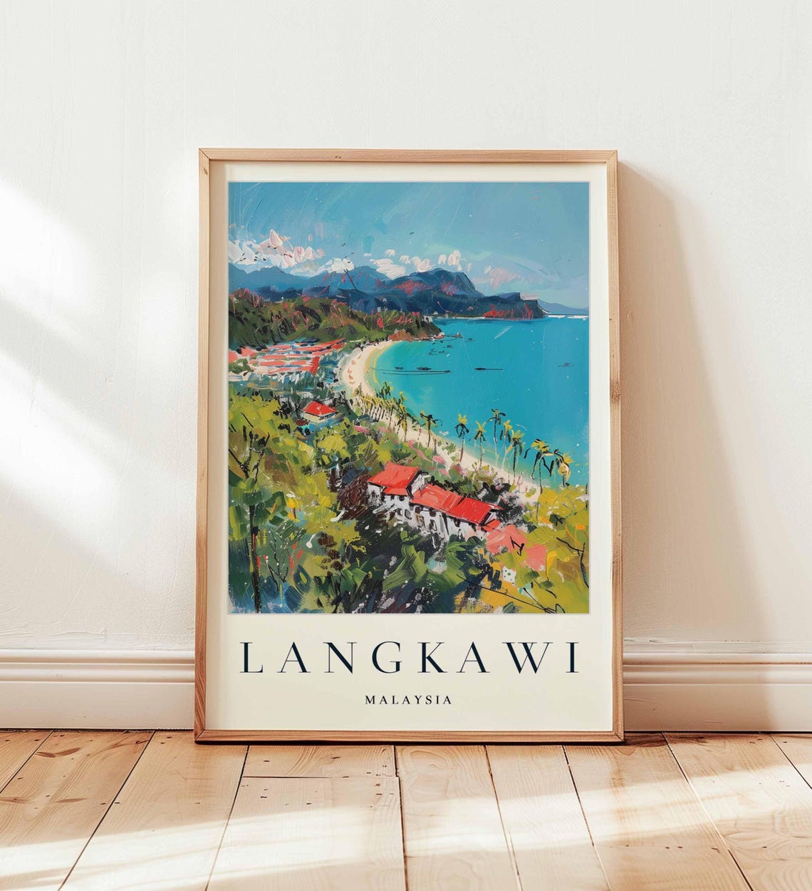Langkawi Malaysia Beach Boats Tropical Coast Painting Poster