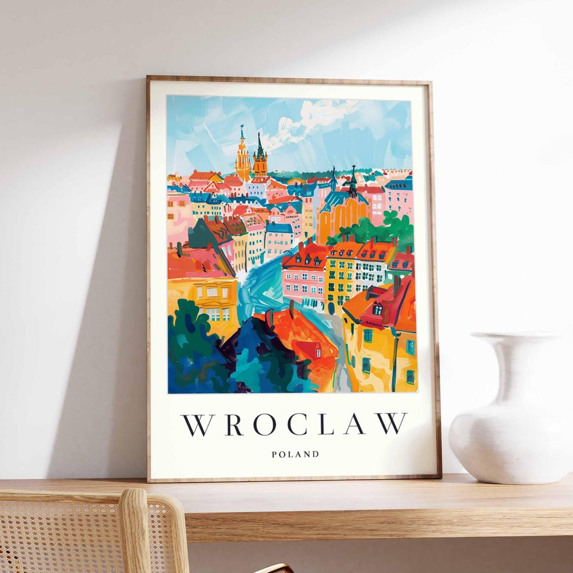 Wroclaw Poland Colorful Rooftops Old Town Aerial View Art Poster
