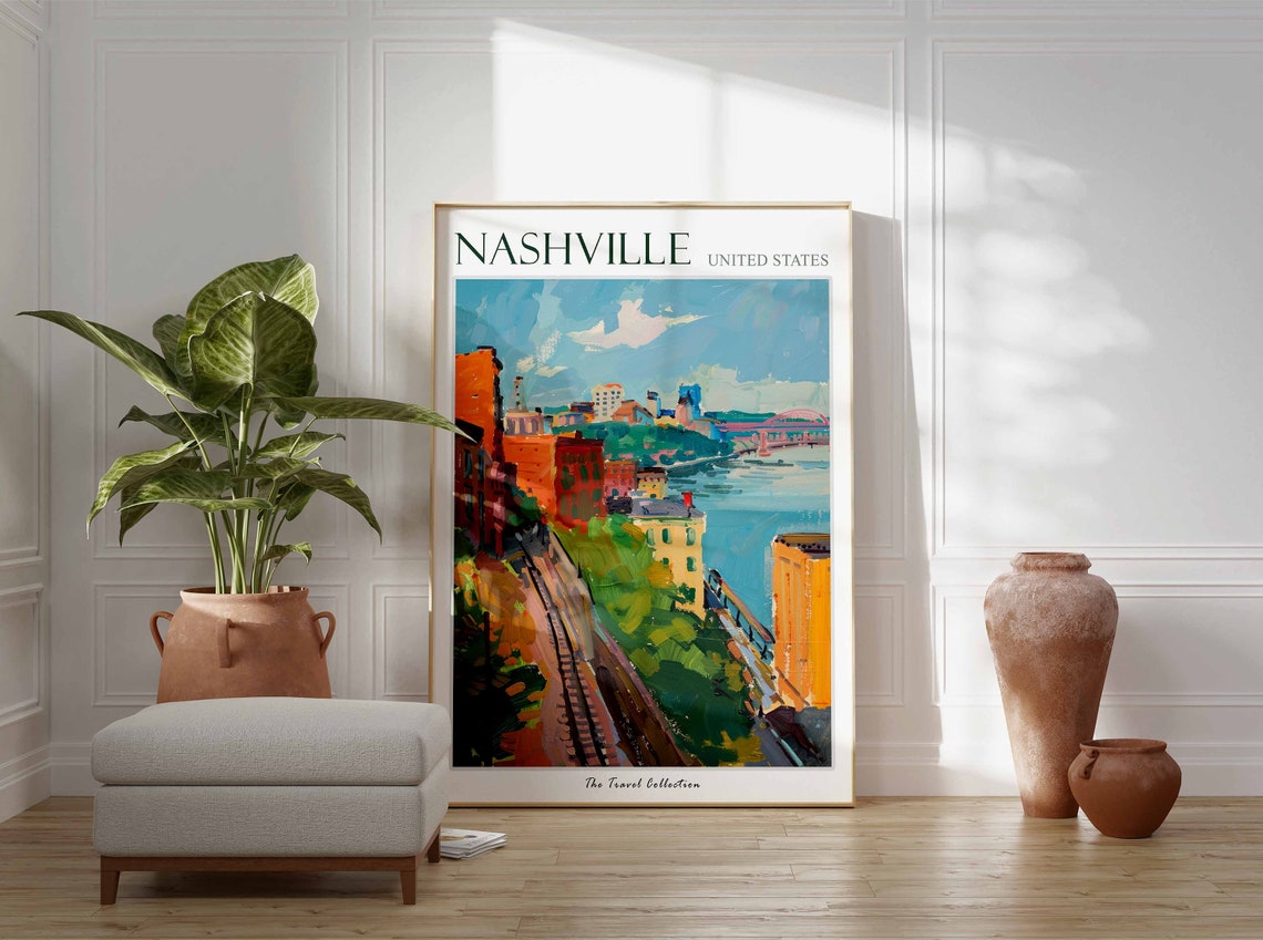 Nashville Travel Poster Nashville Travel Print Tennessee Poster Usa Wall Art Botanical Art Nashville Travel Poster Nashville Gift - Image 3