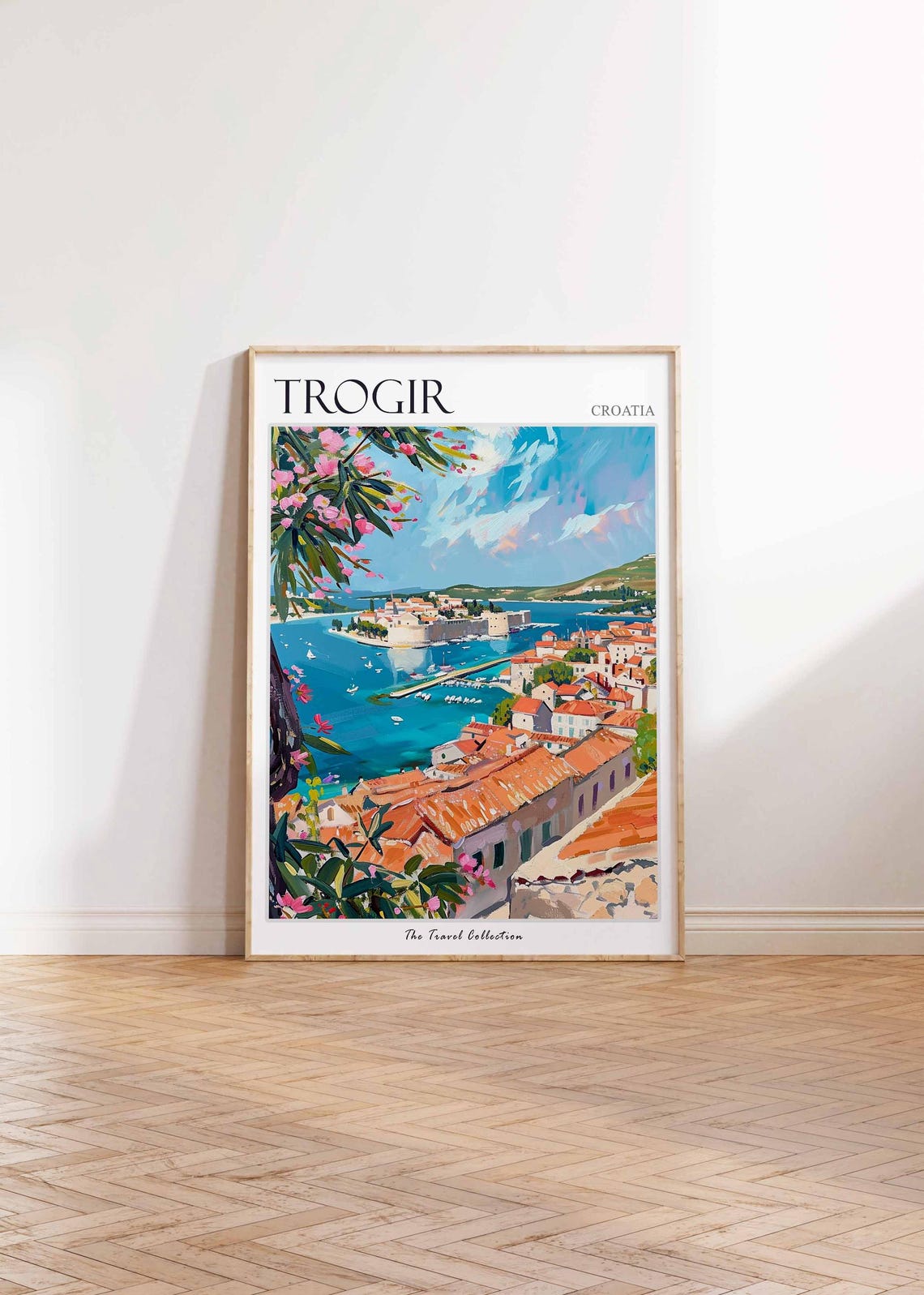 Trogir Croatia Old Town Harbor Illustrated Travel Poster Art - Image 2
