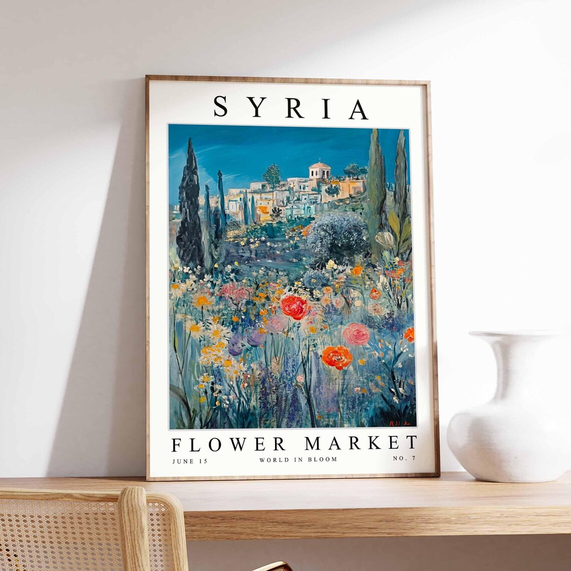 Syria Flower Market Hillside Village Wildflower Meadow Poster