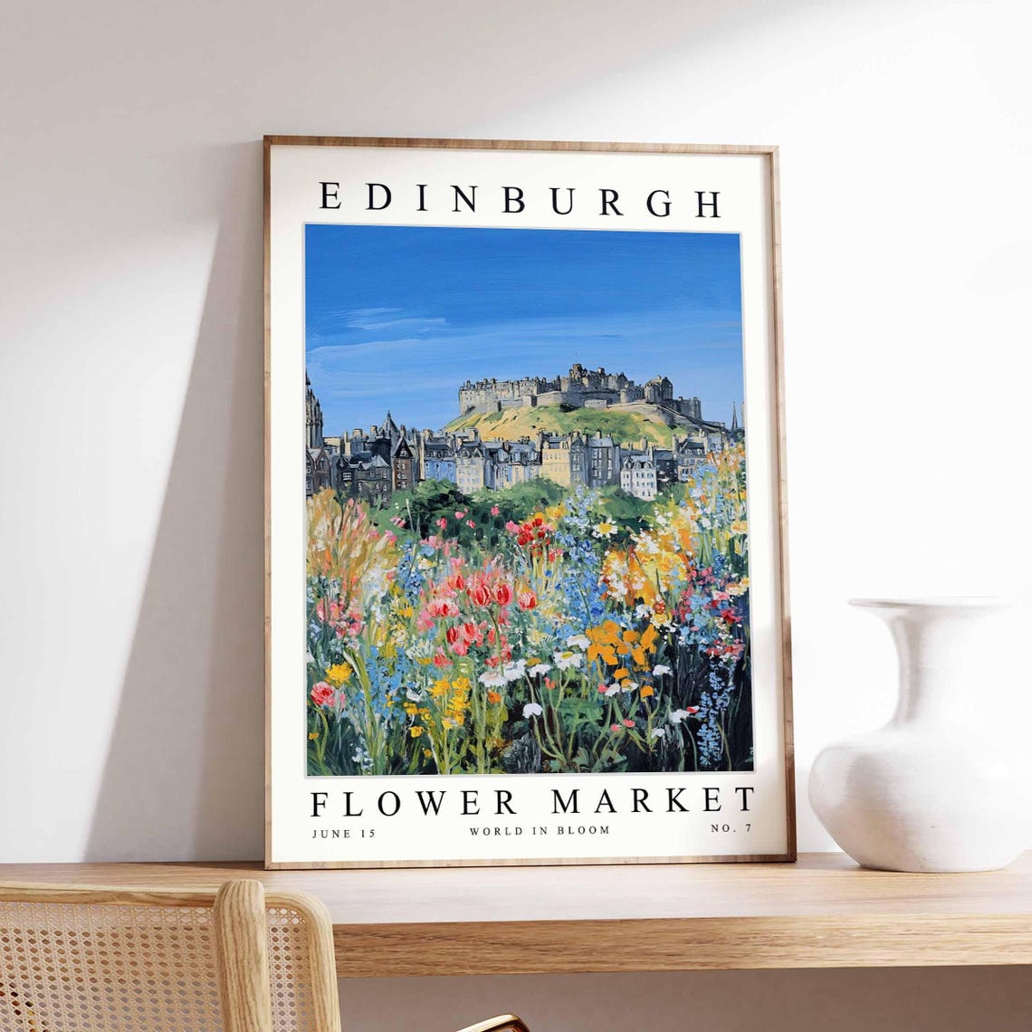 Edinburgh Flower Market Castle Hill Wildflower Meadow Art Poster