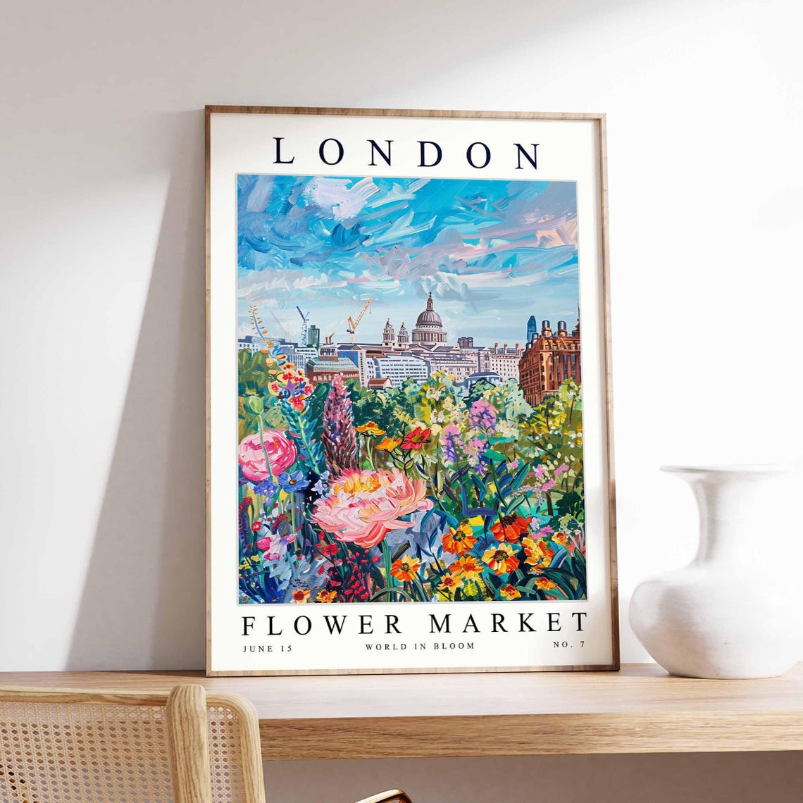 London St Pauls Flower Market Impressionist Bloom Skyline Poster