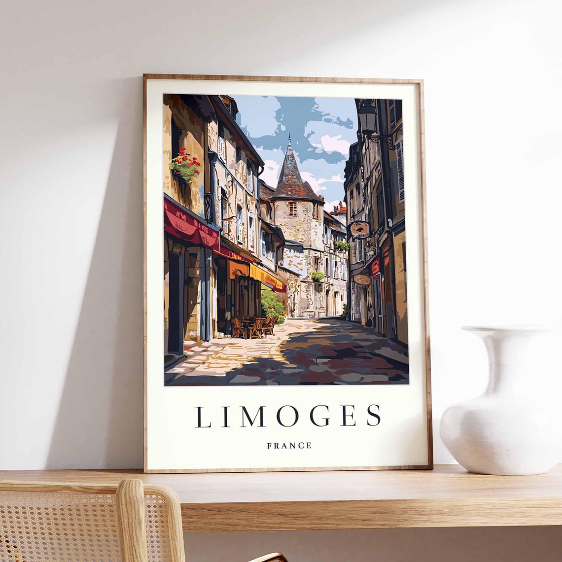 Limoges Poster France Travel Print Nouvelleaquitaine Wall Art French City Decor Cathedral Europe
