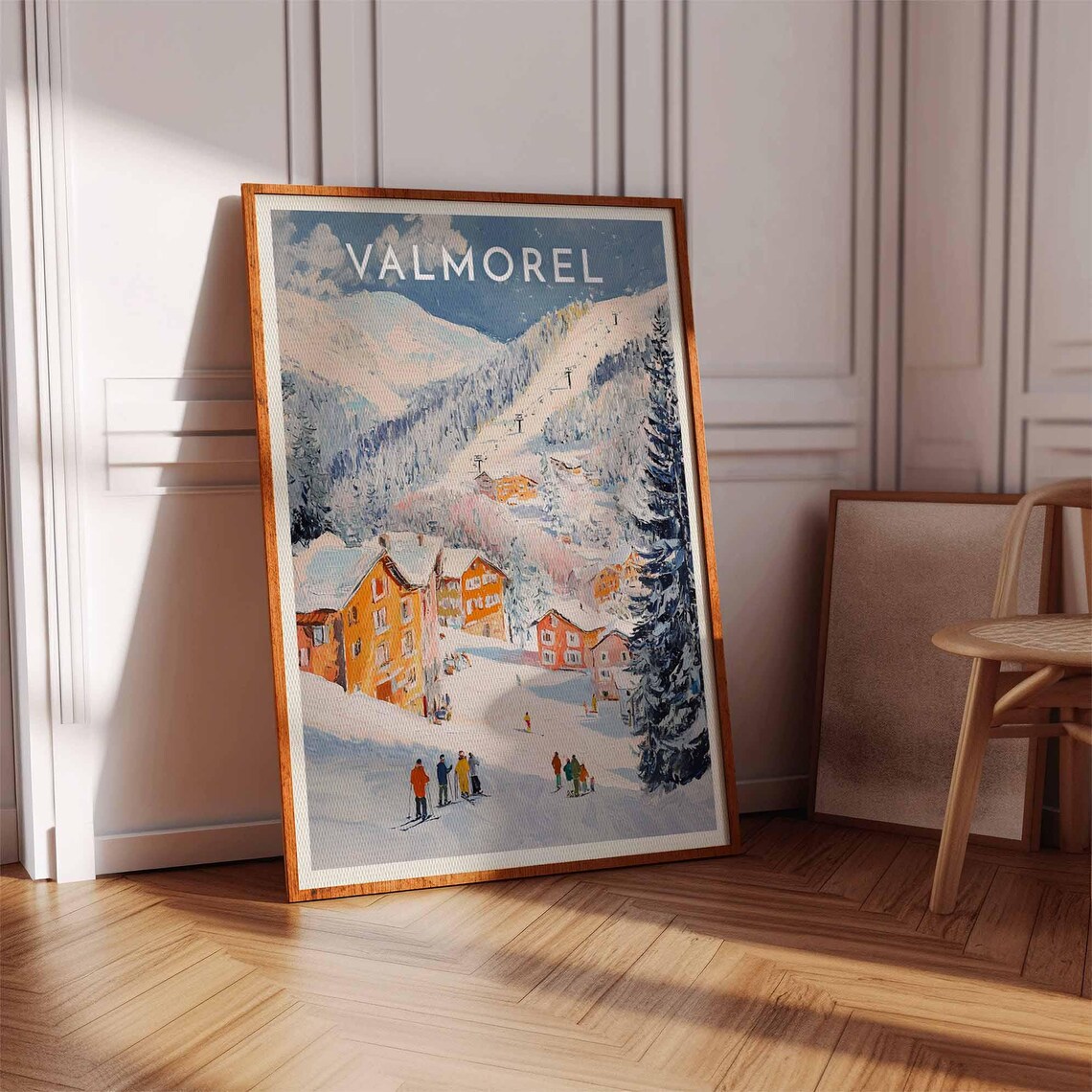 Valmorel France Ski Village Chalets Skiers Alpine Winter Travel Poster - Image 3