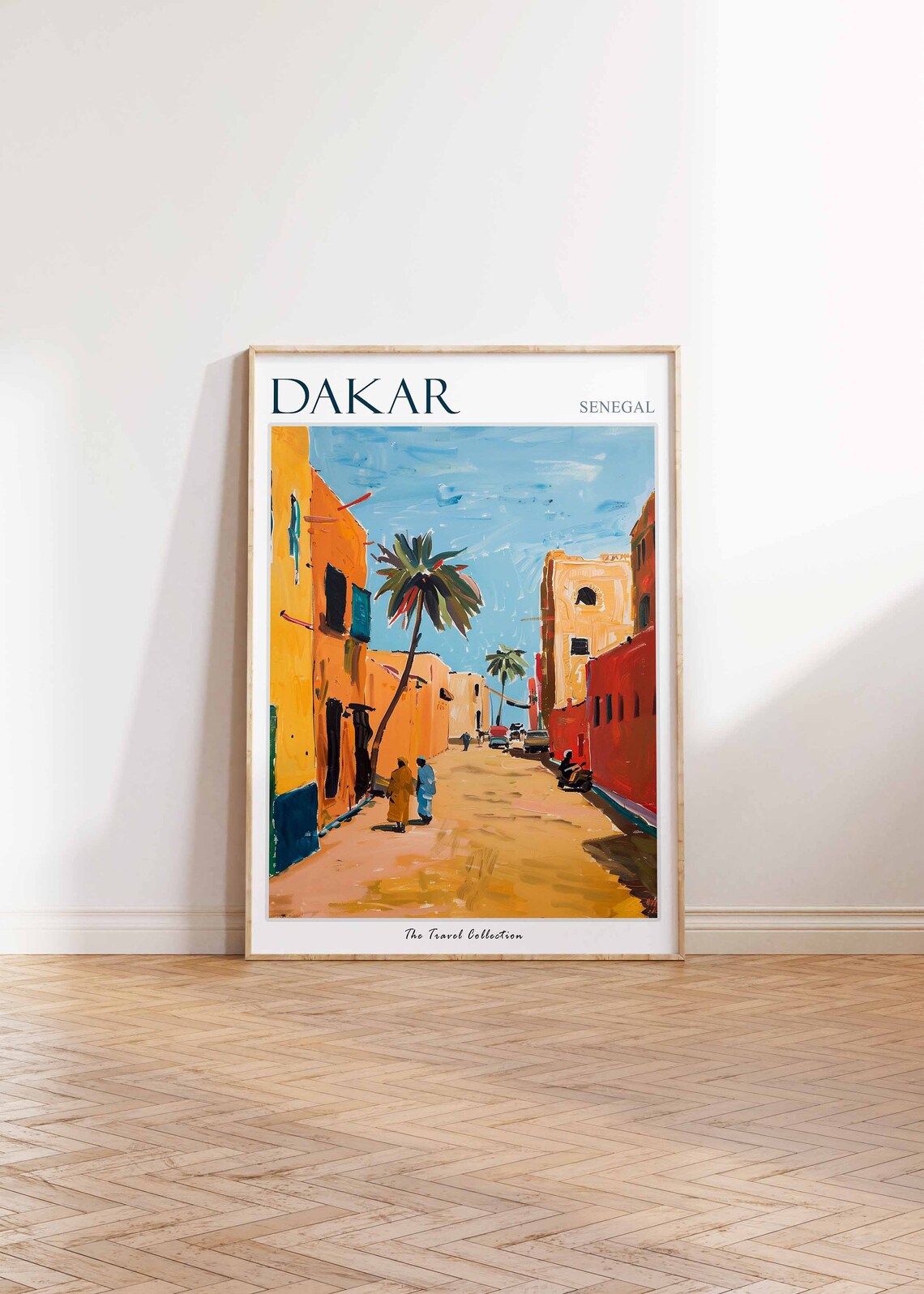 Dakar Senegal Ochre Street Palms And Daily Life Travel Poster - Image 2