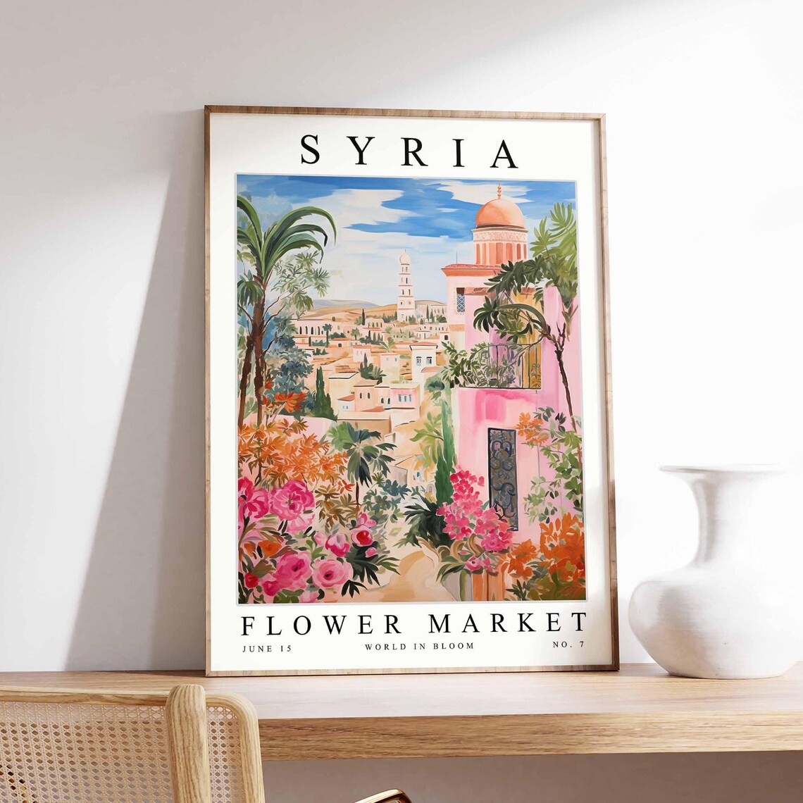 Syria Flower Market Old Town Domes Tropical Blossom Garden Poster