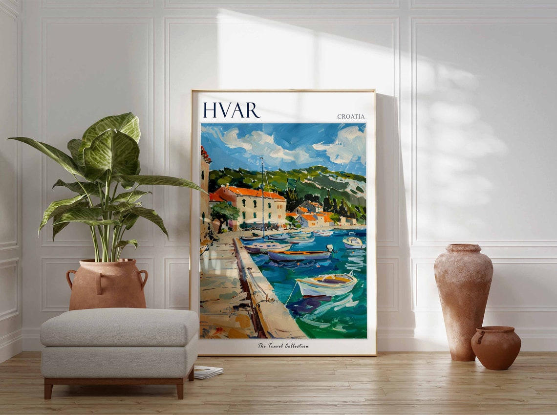 Hvar Poster Croatia Travel Print European Decor Europe Travel Poster Hvar Wall Art Sea Print Hvar Gift Hvar Travel Poster - Image 3