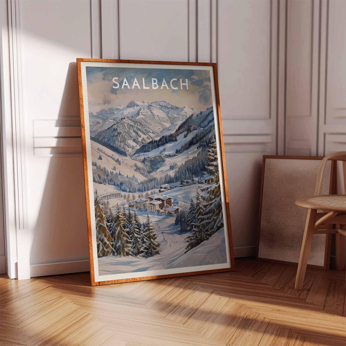 Saalbach Austria Scenic Watercolor Mountain Resort Vista Poster - Image 3
