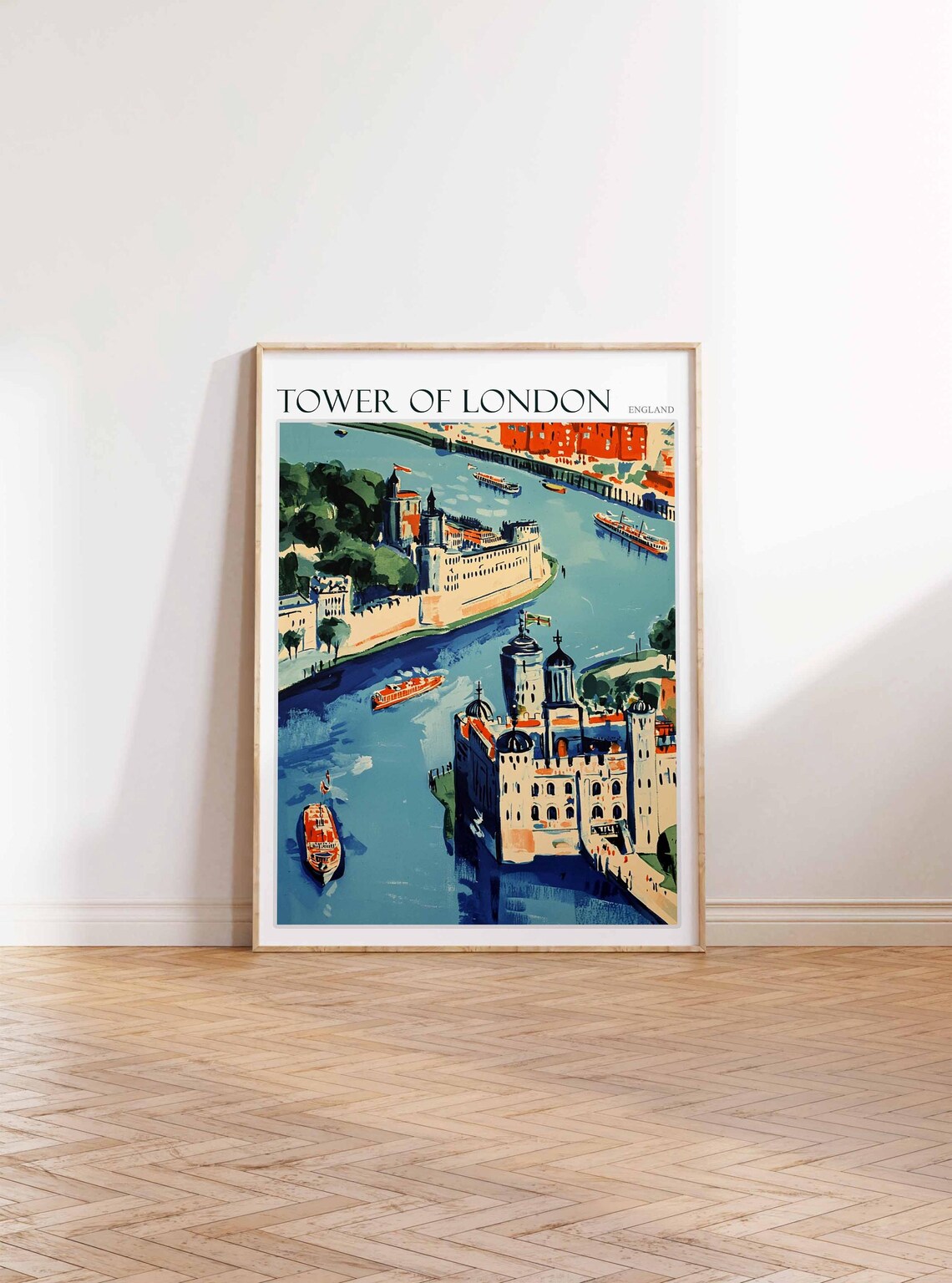 Tower Of London Aerial River Thames Boats Cityscape Art Poster - Image 2