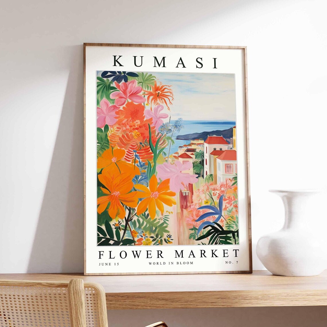 Kumasi Flower Market Poster Print Ghanaian Floral Wall Art Decor Botanical Ghana Africa Travel