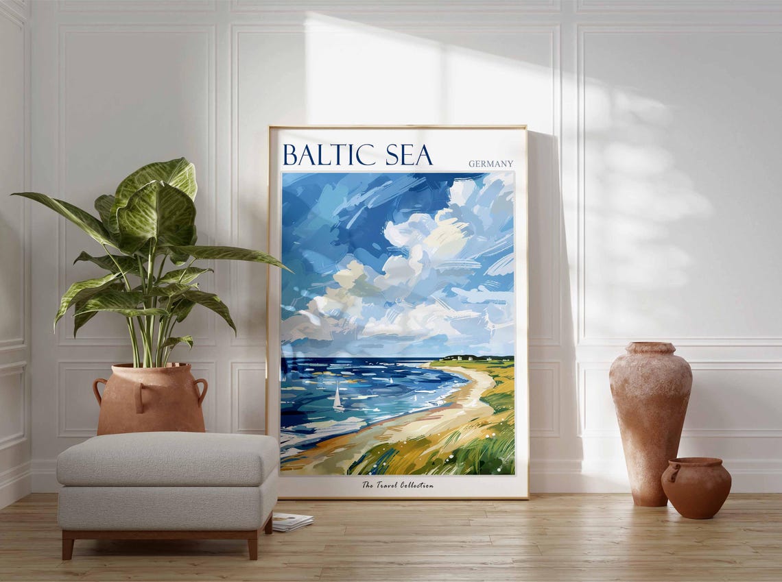 Baltic Sea Germany Sandy Beach Sailboat Dunes Big Sky Poster - Image 2