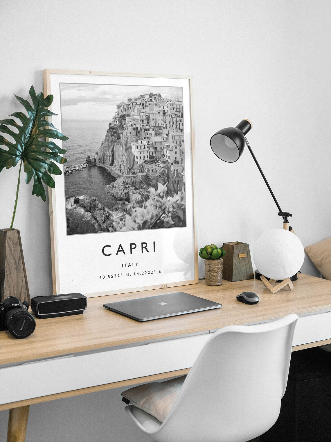Capri Travel Poster, Black And White Italy Coast - Image 2
