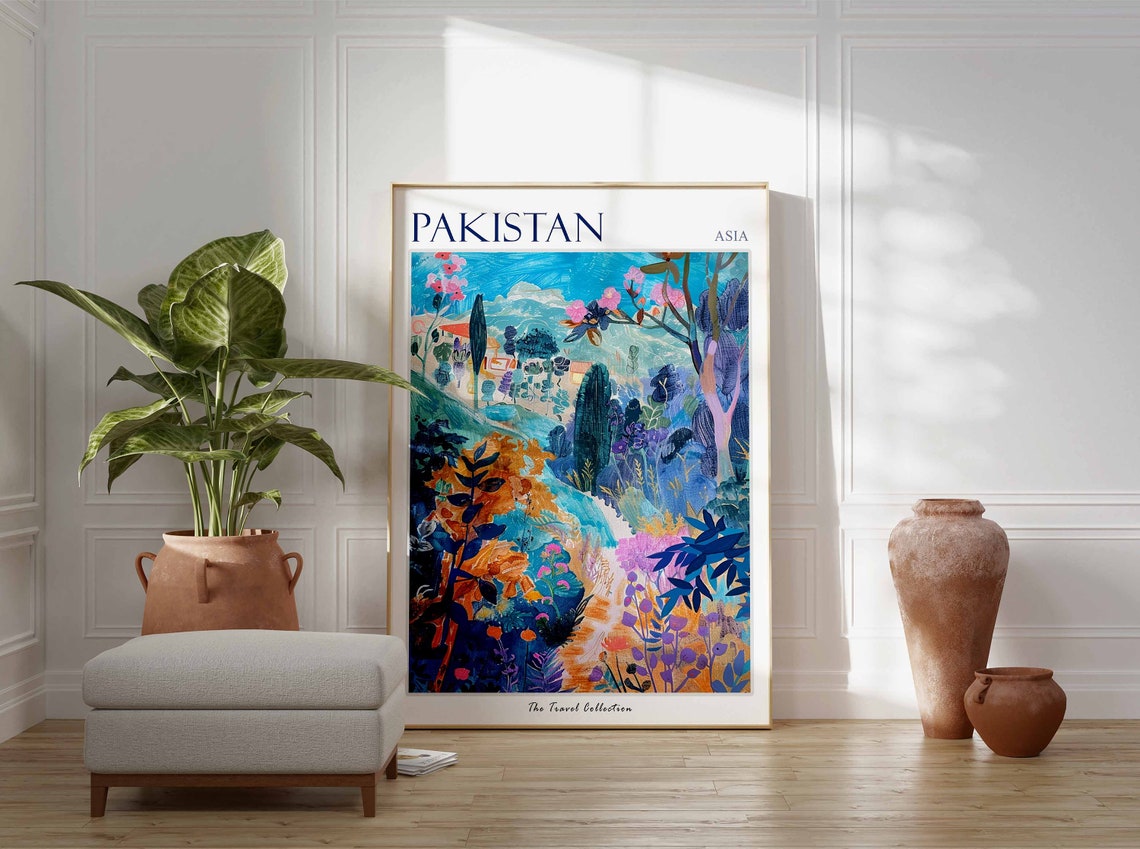Pakistan Poster Pakistan Travel Print Pakistani Decor Botanical Wall Art Islamic Travel Poster Asian Art Pakistani Gift Pakistan Art - Image 2