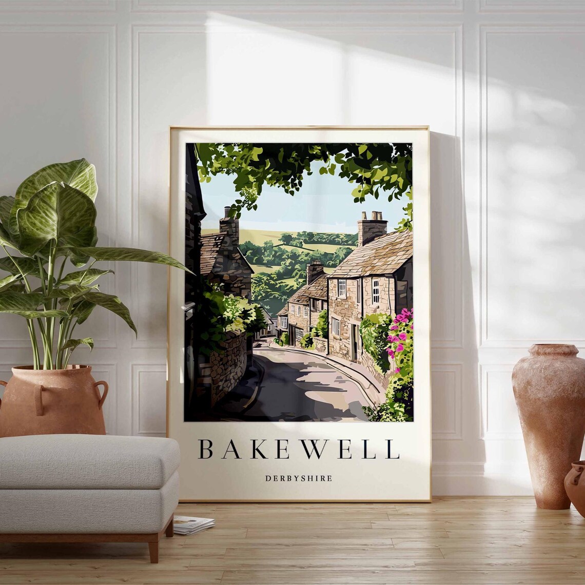 Bakewell Derbyshire Village Street Countryside Vintage Art Poster