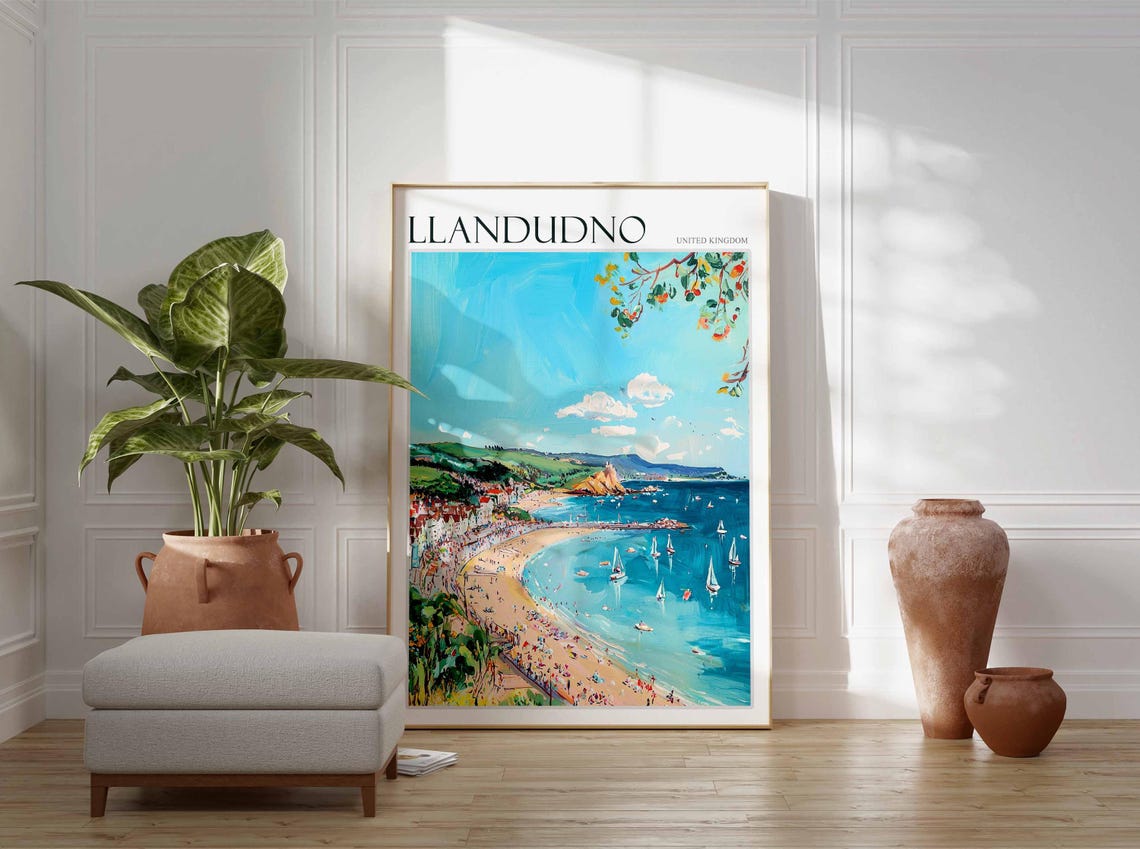 Llandudno Poster Wales Poster Uk Travel Print Coastal Wall Art British Decor Wales Travel Print Beach House Decor Llandudno Wales Art - Image 3