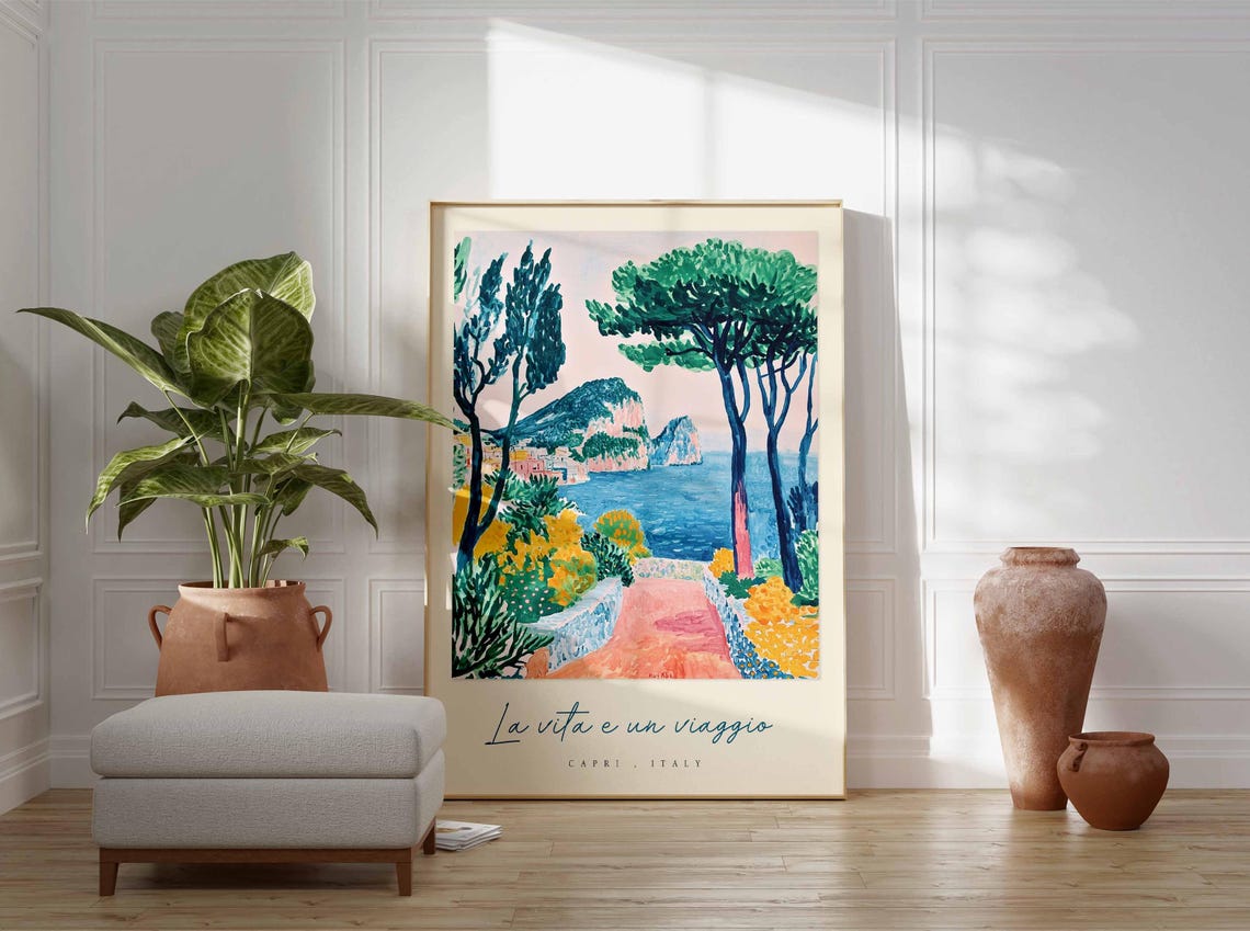 La Vita e un Viaggio Capri Italy Stone Pine Coastal Path Poster - Image 3