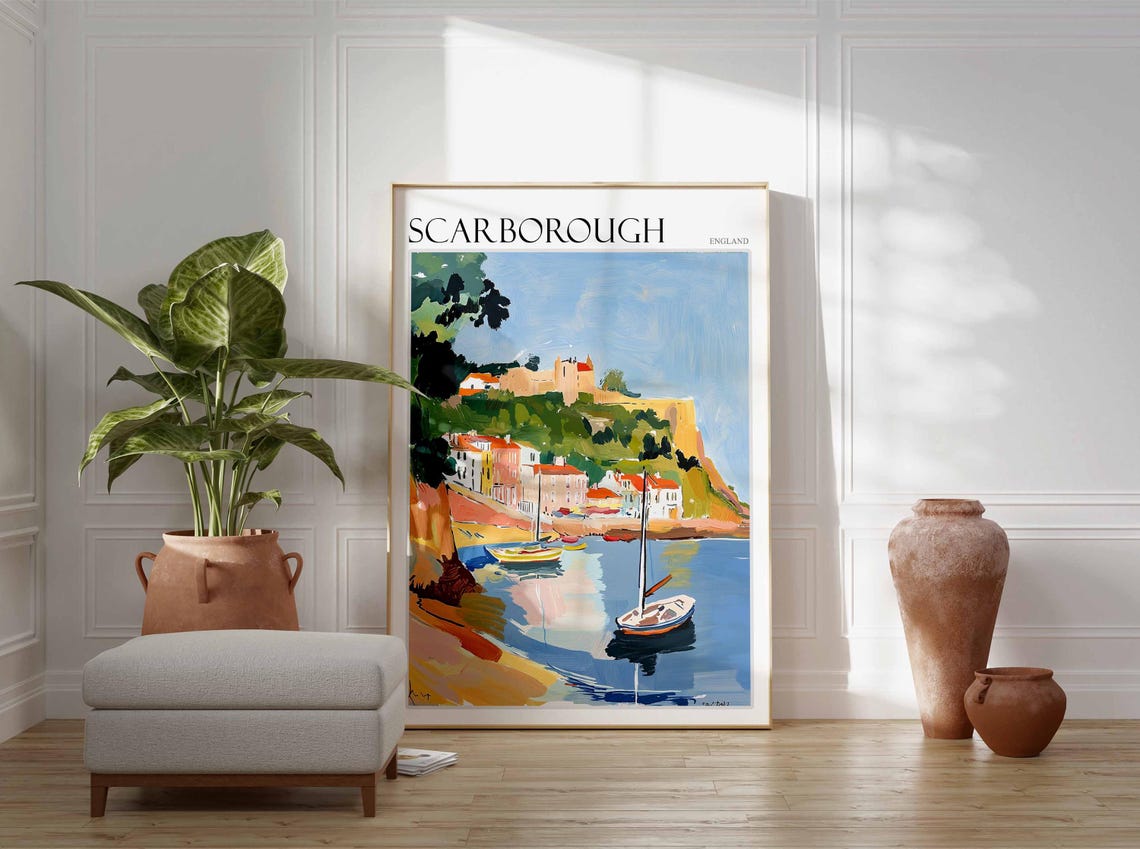 Scarborough Poster Uk Travel Poster Coastal Wall Art British Decor Uk Home Decor Scarborough Travel Decor Scarborough Wall Art Uk Art - Image 2