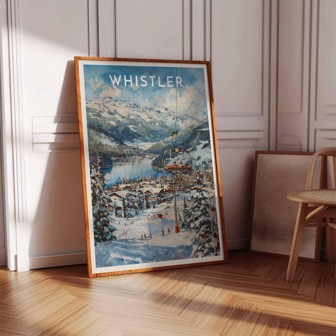 Whistler Canada Chairlift Over Village Snowy Lake Travel Poster - Image 3