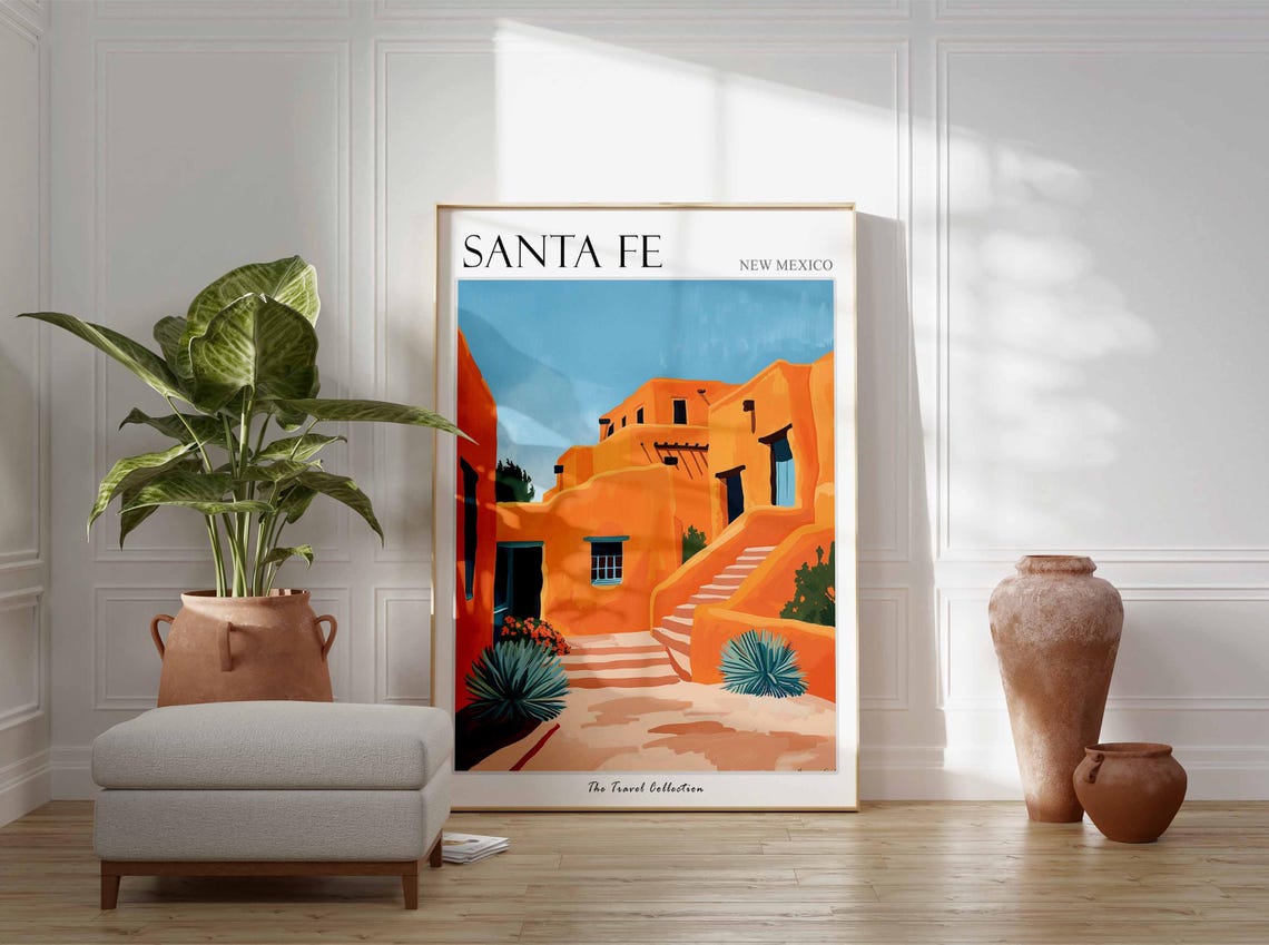 Santa Fe Poster New Mexico Travel Print New Mexican Decor North America Travel Poster City Print Santa Fe Gift Santa Fe Travel Poster - Image 3