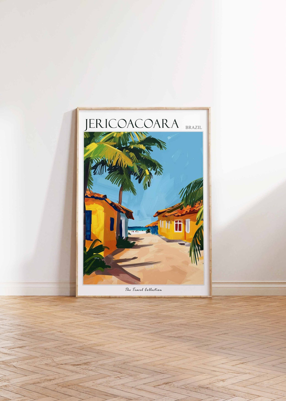 Jericoacoara Brazil Sandy Lane Yellow Houses Palm Tree Art Poster - Image 2