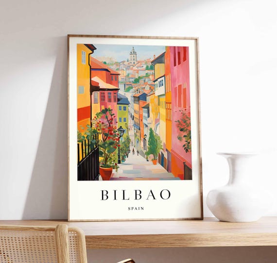 Bilbao Poster Spain Print Wall Art Guggenheim Museum Basque Country Skyline Travel