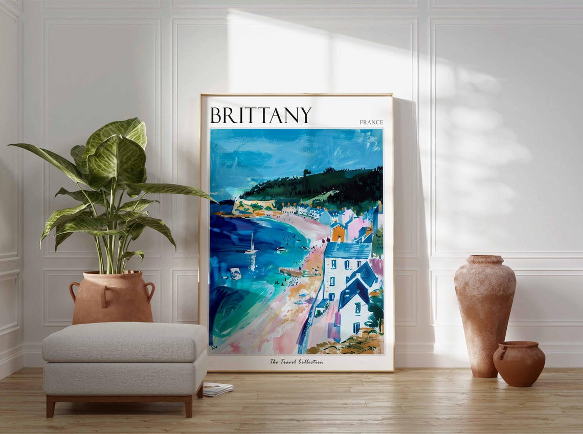 Brittany Poster France Travel Print French Decor Europe Travel Poster European Wall Art Brittany Gift Brittany Travel Poster - Image 3