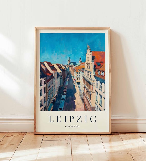 Leipzig Germany Travel Poster Saxony Wall Art Historic City Print