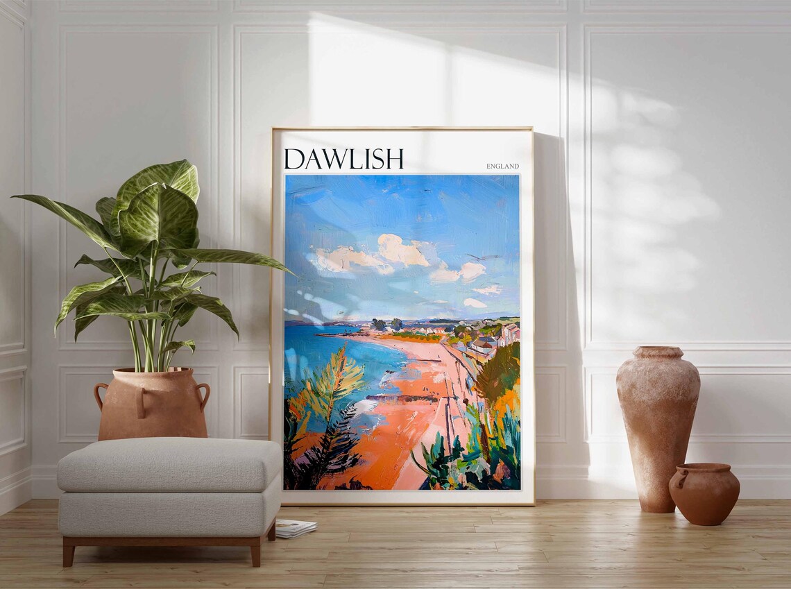 Dawlish Poster Devon Poster England Travel Poster Coastal Wall Art English Home Decor Seaside Town Poster Uk Travel Print Dawlish Art - Image 3
