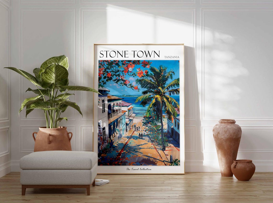 Stone Town Tanzania Vibrant Tropical Seaside Street Art Poster - Image 2
