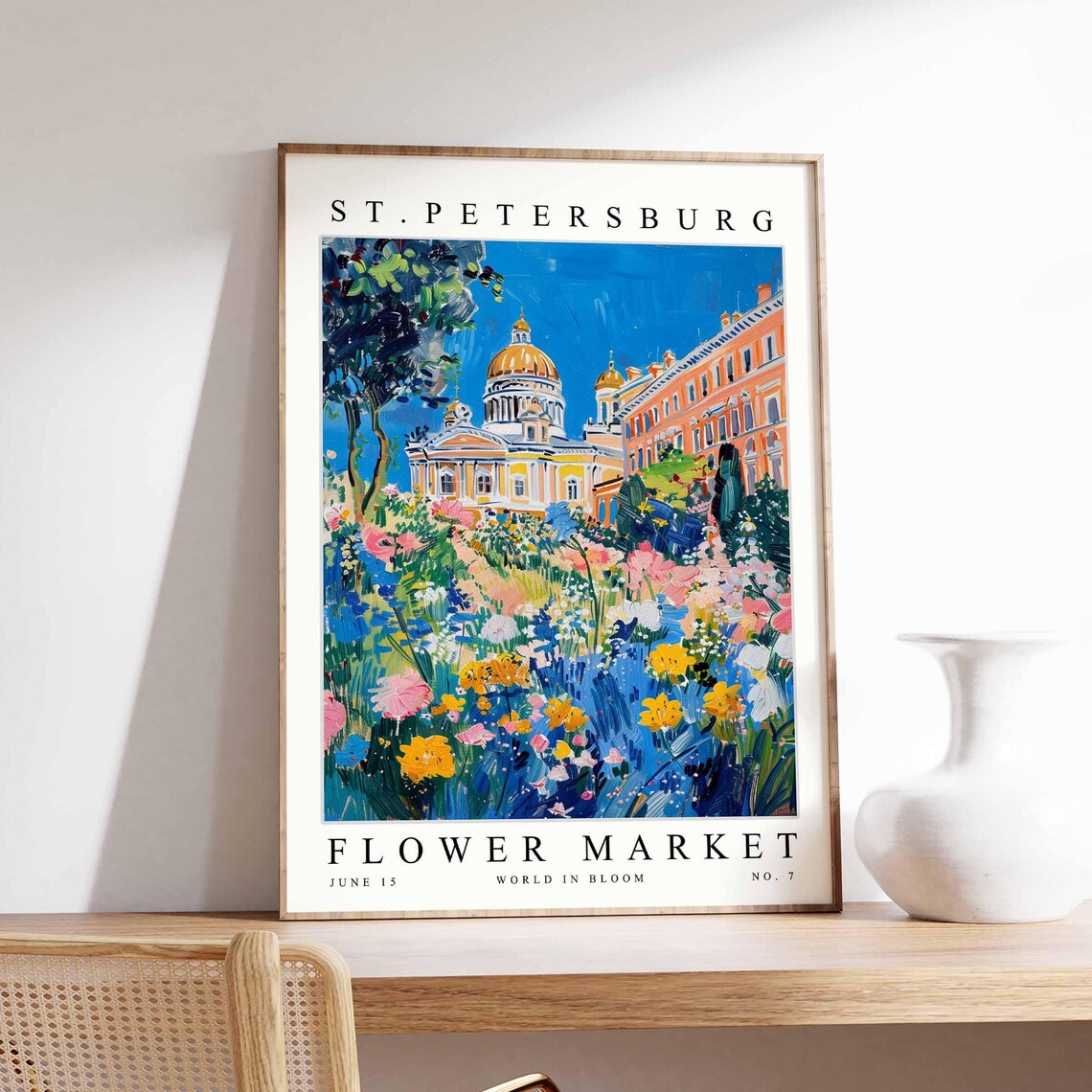 St. Petersburg Golden Dome Wildflower Meadow Cobalt Sky Poster