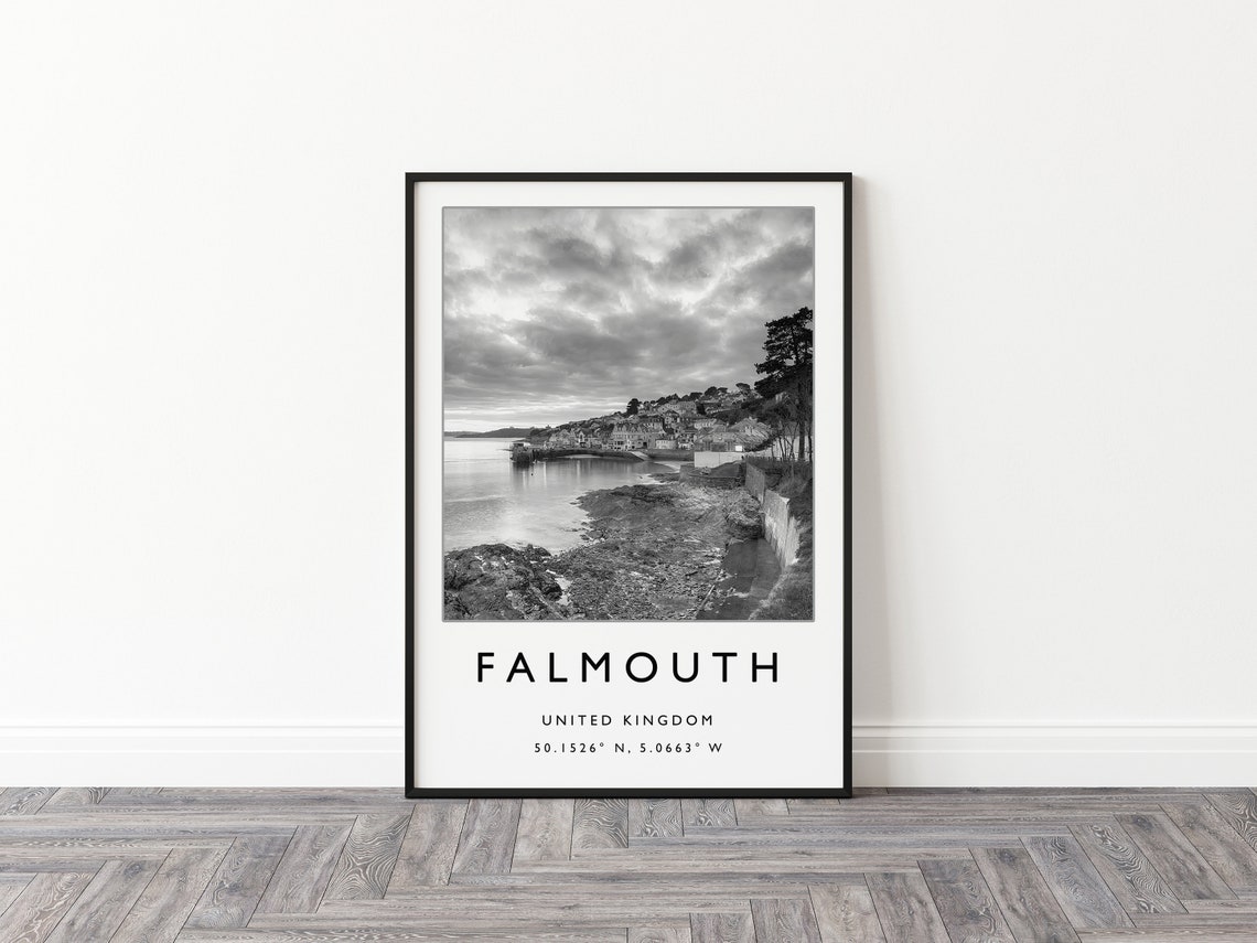 Falmouth Travel Print Falmouth England Travel Poster Seaside Travel Print Travel Art Travel Poster Black And White Gift A2a3a4 - Image 2
